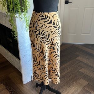 Madewell animal print silk skirt